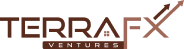 Terrafx Ventures logo with brown text and an arrow.